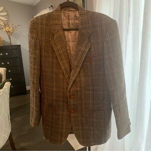 Unisex Brown Plaid Blazer